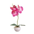 thumbnail image 1 of Elainilye Round Pot Phalaenopsis Artificial Flower Arrangement, Three Bloom Simulation Floral Bonsai, Fake Green Plant Potted Decor For Home, 1 of 6
