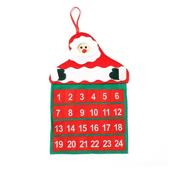 Elainilye Santa Claus Wall Calendar Velvet for Christmas Home Holiday Countdown Decoration Gift Idea