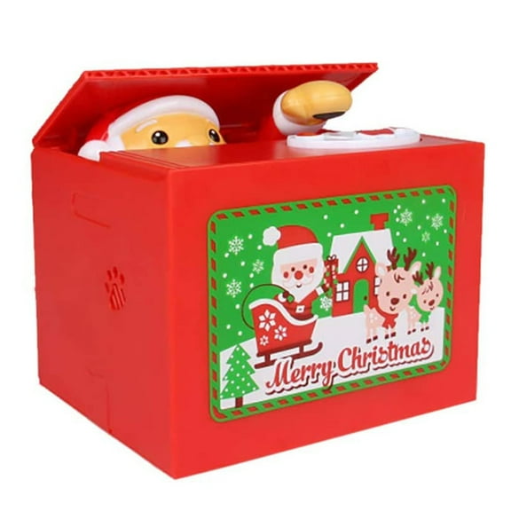 Elainilye Santa Money Bank Musical Christmas Savings Jar for Kids Toys Gift Party Decor Holiday Festive Coin Container with Sound Effects Fun