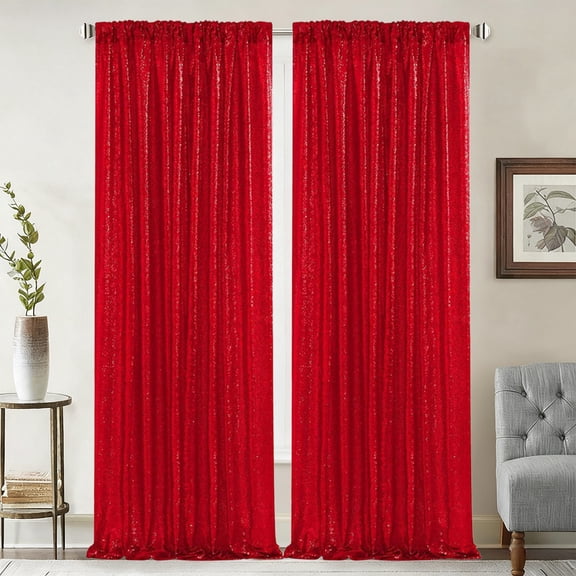Elainilye Sequined Curtains for Rod Pocket 24x96 Inches Glitter Party Curtains European American Style for Weddings Events Home Stage Decor