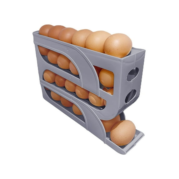 Elainilye Sliding Refrigerator Egg Storage Box, 4-Layer Automatic Rolling Egg Keeper, Countertop Kitchen Organizer for Fresh Eggs, Space-Saving Fridge Side Door Rack, Household Essential