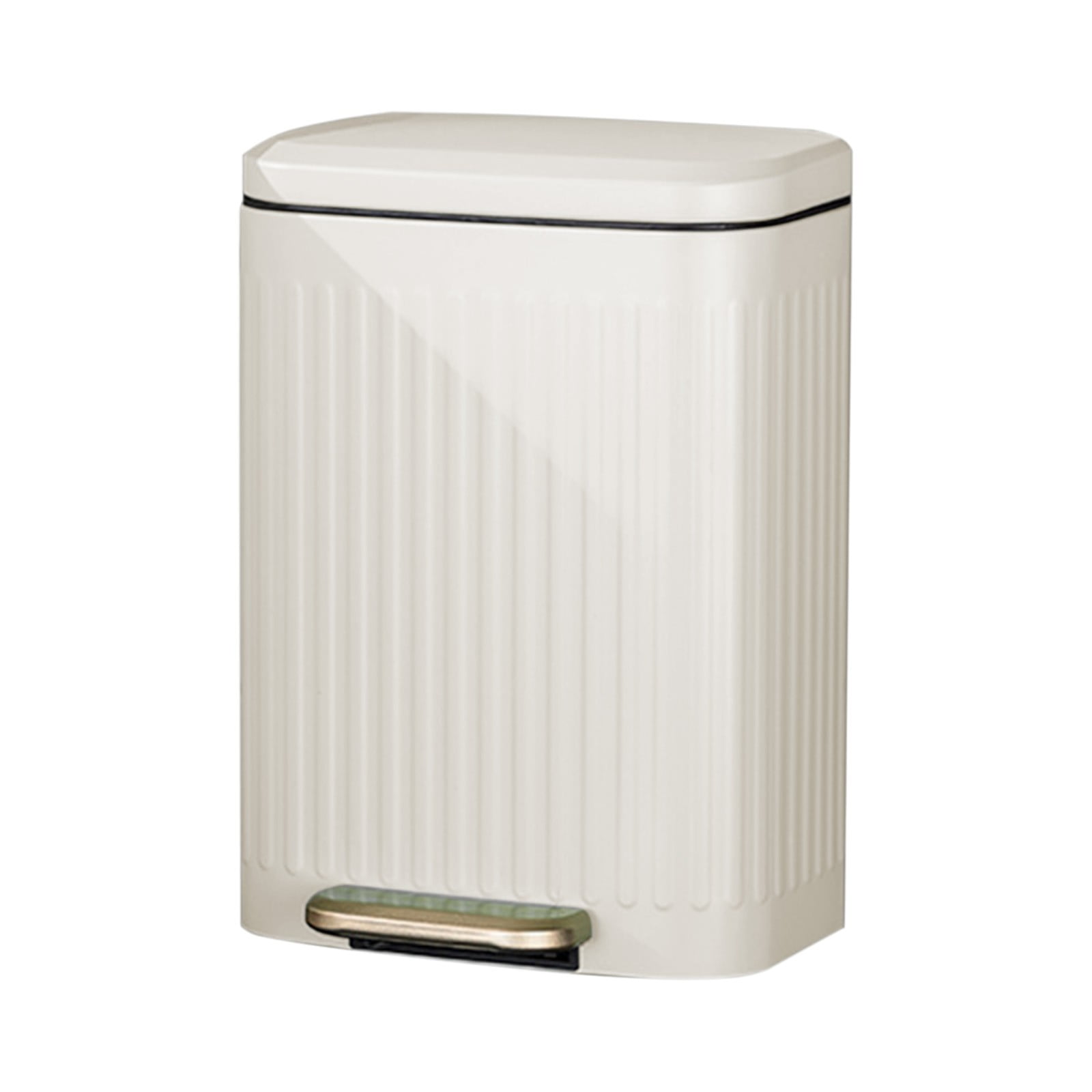 Elainilye Small Bathroom Trash Can with Lid, 2.8 Gallon Large Garbage Can for Cabinet Door, Plastic Waste Basket for Living Room, Toilet, Bedroom, Office Trash Can, Beige
