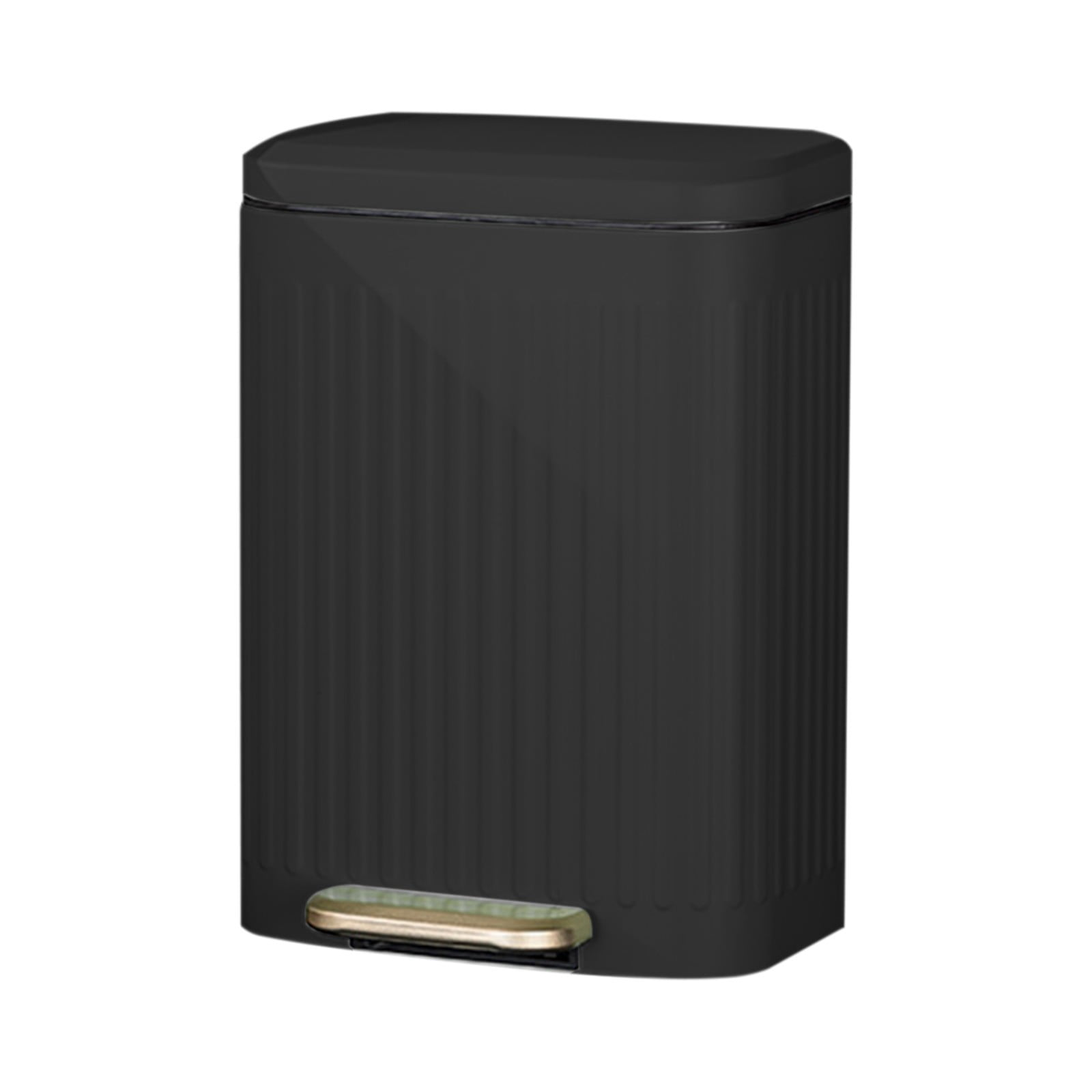 Elainilye Small Bathroom Trash Can with Lid, 2.8 Gallon Large Garbage Can for Cabinet Door, Plastic Waste Basket for Living Room, Toilet, Bedroom, Office Trash Can, Black