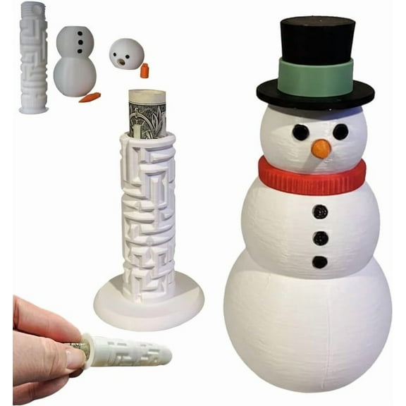 Elainilye Snowman Gift Box Puzzle Box with Hidden Compartment for Cash Present Christmas Holiday Fun Gift for Kids Teens Adults