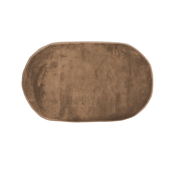 Elainilye Soft Shaggy Rug, Plush Velvet Fleece Bath Mat 16x31 Inches, Non-Slip Oval Floor Rug with Latex Backing for Bedroom, Bathroom,Khaki