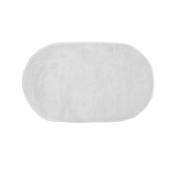 Elainilye Soft Shaggy Rug, Plush Velvet Fleece Bath Mat 16x31 Inches, Non-Slip Oval Floor Rug with Latex Backing for Bedroom, Bathroom,White