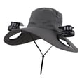 thumbnail image 1 of Elainilye Solar Fan Hat, Wide Brim Outdoor Cooling Cap with Fans, USB Rechargeable Sun Protection Hat for Men Women, Fishing Hiking Summer Gear, Dark Gray, 1 of 8