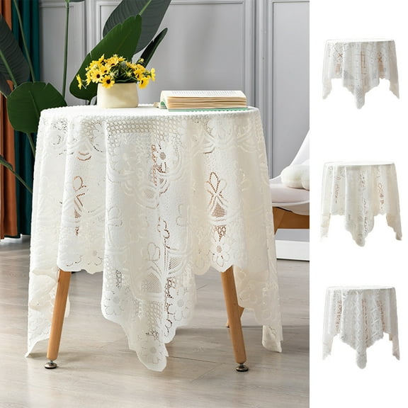 Elainilye Square Table Cover, 24x24 Inch Lace Tablecloth, Floral Table Topper, Decorative Dining Mat for Wedding Party Decor