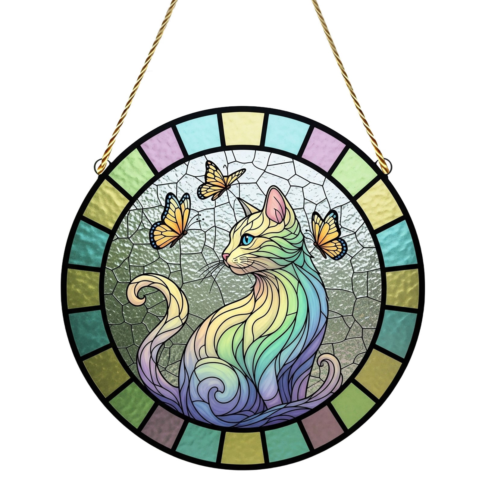 Elainilye Stained Glass Cat Window Hanging, Sun Catcher Suncatcher for ...