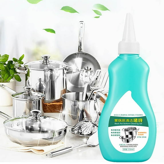 Elainilye Stainless Steel Cleaner, 5 Oz Black Pot Bottom Scrub Gel for Kitchen Cookware Utensils Sink Decontamination Rust Removal Paste Powerful Formula, Multicolor