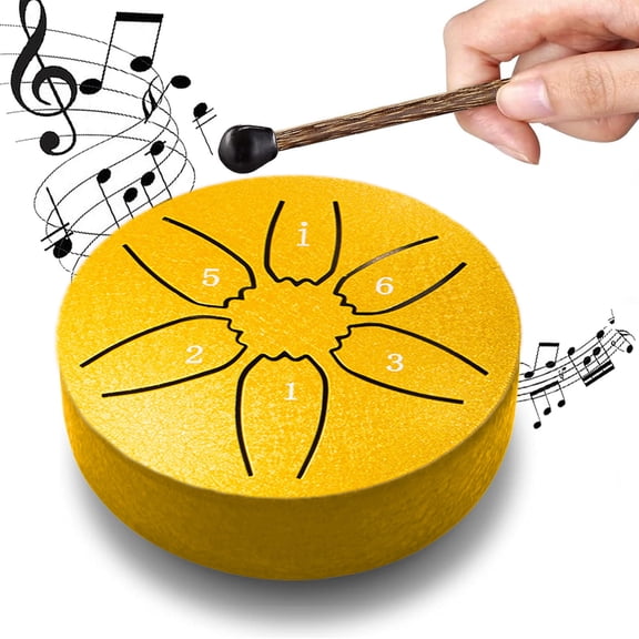 Elainilye Steel Tongue Drum 3 Inches 6 Notes Mini Waterproof Rain Drum Chime for Garden Outdoor Instrument Music Therapy and Family Fun