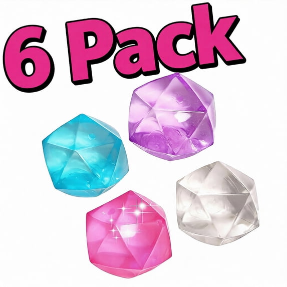 Elainilye Stress Cube Squish Stress Balls, 6 Pack Diamonds- Balls Sensory Fidget Toy for Hand Exercise Balls for Age 3 to Adult(Random Color)