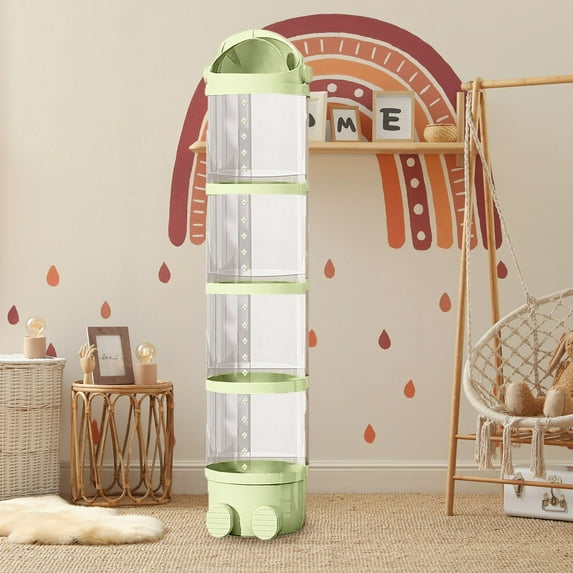 Elainilye Stuffed Animal Organizer with Lid, Transparent Plush Toy Storage Organizer with Button, Vertical Clear Storage Tube for Stuffed Animals, Suitable for Kids Toy Organizer Display