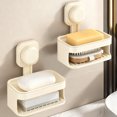 thumbnail image 1 of Elainilye Suction Cup Soap Dish Wall Mounted No Drill Double Layer Drain Rack for Bathroom Shower Kitchen Sink Soap Holder Storage Organizer, 1 of 6