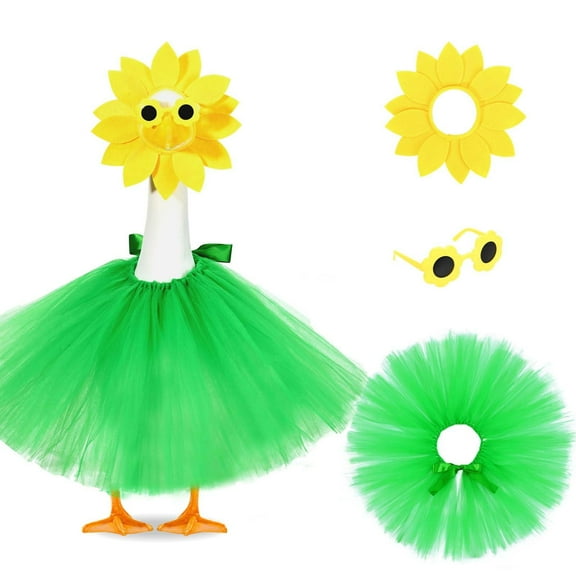 Elainilye Sunflower Porch Goose Outfits, Summer Goose Outfit Headpiece Glasses Skirt, Porch Clothes Courtyard Outfit, for Lawn Goose Outdoor Garden Yard Patio