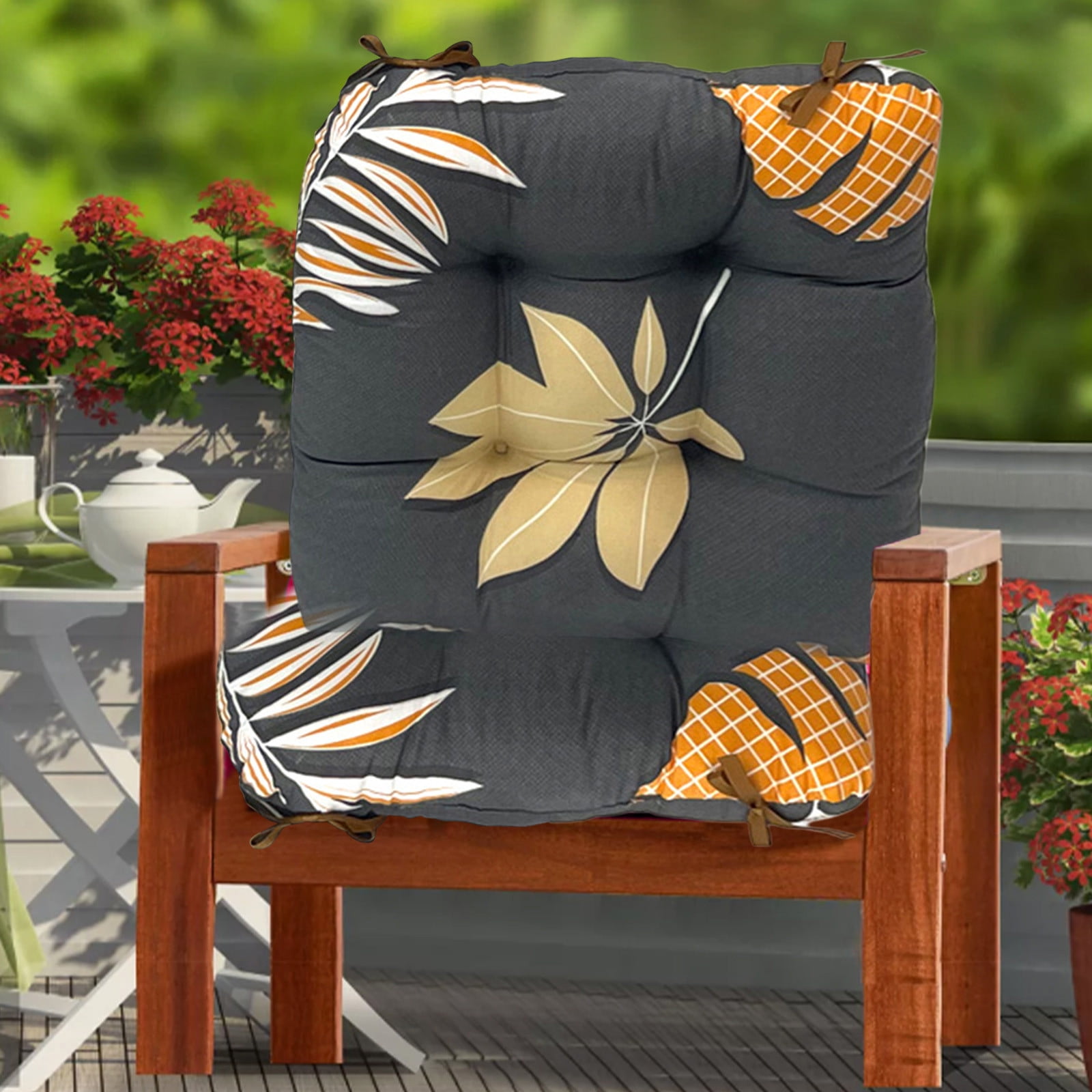 Elainilye Thickened Outdoor Printed Chair Cushions for Patio Seating, Comfortable Seat Cushions with Decorative Patterns, Sturdy Furniture Pads for Garden Chairs, Deck Lounging, and Backyard