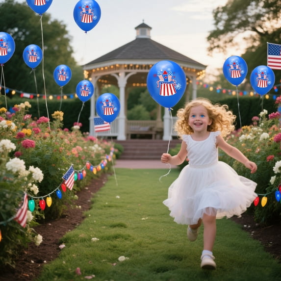 Elainilye Trio of Festive 4th of July Balloons, Metallic Star-Spangled Party Balloon Decorations, Lightweight Backdrop Accents for Picnic Photo Booths Community Parades