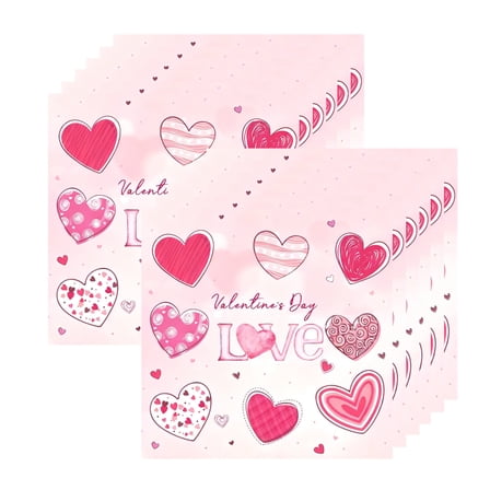 Elainilye Valentine Napkins, 20PCS Heart Patterned Disposable Napkins for Parties, Decorative Handkerchiefs for Dinnerware and Holiday Party Supplies