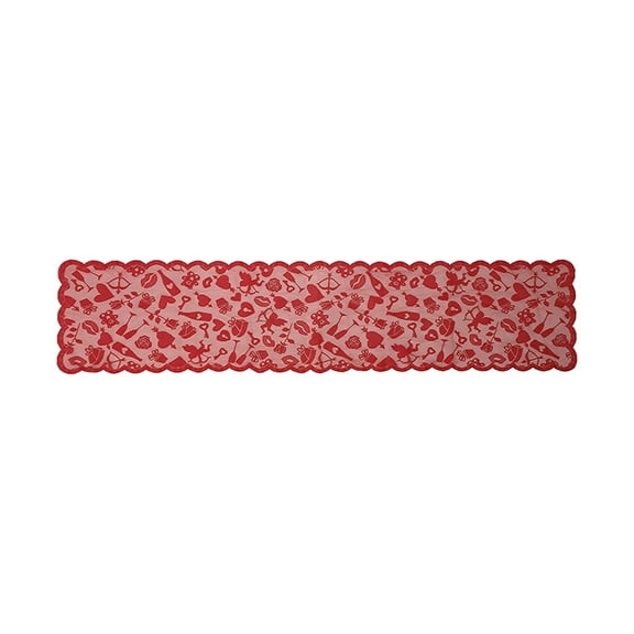 Elainilye Valentine Table Flag and Placemat Set 13x72 Inches, Heart Texture Design for Catering and Wedding, Kitchen Party and Holiday Picnic Decor, Complete Dining Set for Home Use