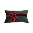 thumbnail image 1 of Elainilye Velvet Gift Bow Pillow Cover with Insert, Christmas Themed Cushion for Sofa and Home Decor, Plush Decorative Accent for Living Room (12x20 Inch), 1 of 6