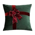 thumbnail image 1 of Elainilye Velvet Gift Bow Pillow Cover with Insert, Christmas Themed Cushion for Sofa and Home Decor, Plush Decorative Accent for Living Room (18x18 Inch), 1 of 6
