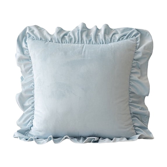 Elainilye Velvet Pillow 18x18, Lumbar Support Cushion with Lace Border Sofa Bedroom Reading Throw Pillow Insert Fluffy Filling Decor, A