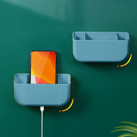 Elainilye Wall Mount Storage Box, Multipurpose Organizer with Charging Hole, Compact Plastic Bin for Bathroom, Bedroom and Office Supplies