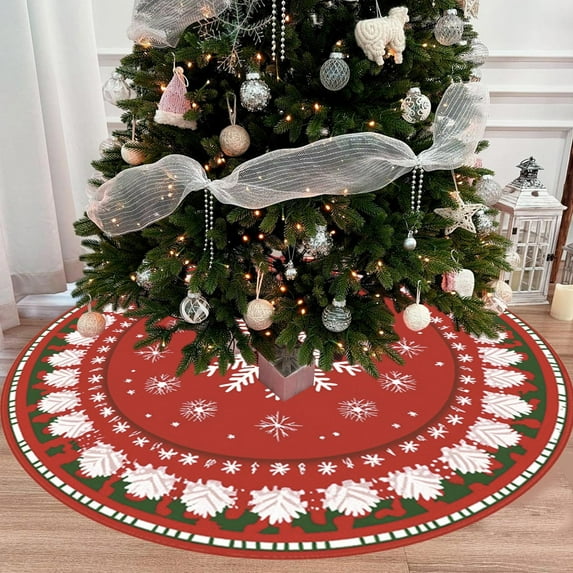 Elainilye Washable Christmas Tree Skirt, 3 FT High-Definition Printed Short Pile Rug for Tree Bottom Decor, Durable Holiday Decoration