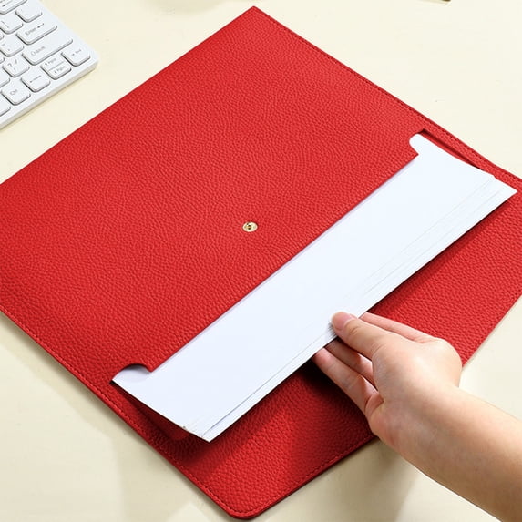 Elainilye Waterproof Document Holder Leather File Folder with Removable Hand Strap Envelope Case Bag for Office School Document Storage and Organization Travel