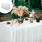 Elainilye Waterproof Party Table Skirt for Rectangle Tables, Festive Desk Covering Decor, Decorative Cloth for Events, Celebrations, Buffet Tables, Party Setups, Home Gatherings