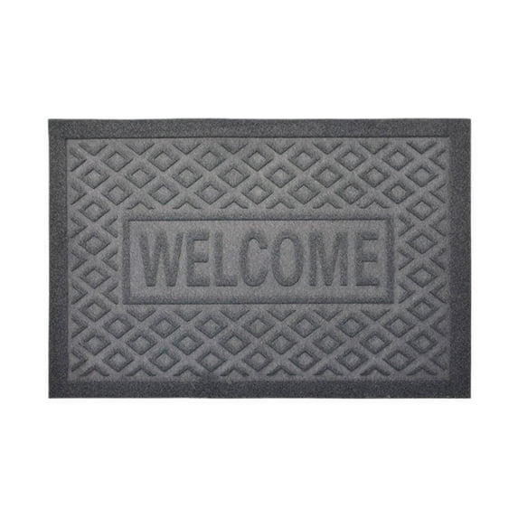 Elainilye Welcome Mat Geometric 3D Embossed Doormat for Home Entrance, Non-Slip Scraper Rug, Easy Clean Indoor Outdoor Door Mat, Grey Floor Mat