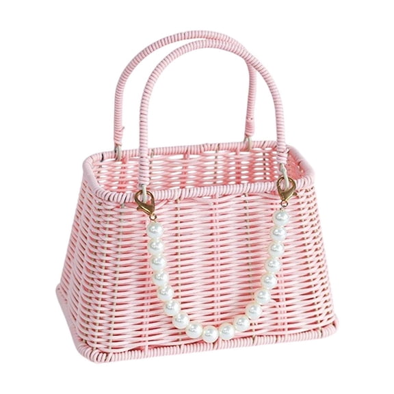 Elainilye Wicker Flower Basket, Handheld Simulated Flowers with Rabbit Ears, Bamboo Woven Storage for Flower Arrangement, Spring Decor, Easter Wedding Party Gift and Decoration