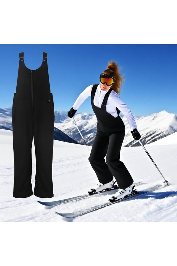 Women's Ski Pants with Waterproof and Windproof Design, Thermal Bib with Knee Pads for Outdoor Snow Sports, Insulated Overalls for Cold Weather