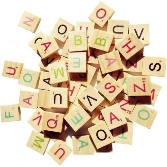Elainilye Wooden Alphabet Tiles 100Pcs Scrabble Letters Educational Wood Pieces for Spelling Learning & Wall Art Decor, Ideal for Family Game Night & Classroom