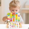 Elainilye Wooden Bead Sorting Toy Shape Stacking Toy 5 Column Montessori Educational Puzzle for Toddlers Preschoolers
