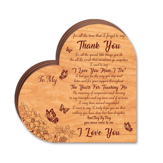 Elainilye Wooden Desktop Decoration Love Heart Shape, Mother’s Day Holiday Gift Ornament, Rustic Home Decor for Living Room Mantel