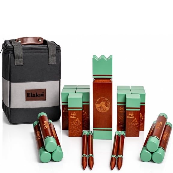 Elakai Outdoor Games for Adults and Family Premium Carry Bag Included Giant Kubb