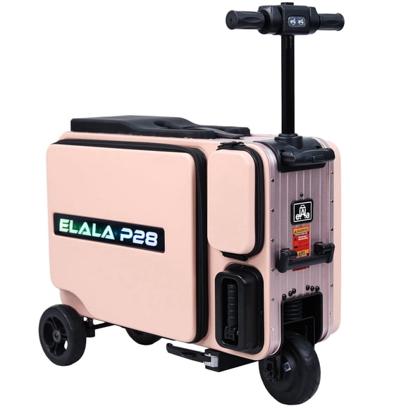 Elala P28 Rideable Electric Suitcase, FAA & TSA Approved – 70L Check-In Size Motorized Travel Scooter Luggage for Hotels, Cruises & Resorts (Pink)