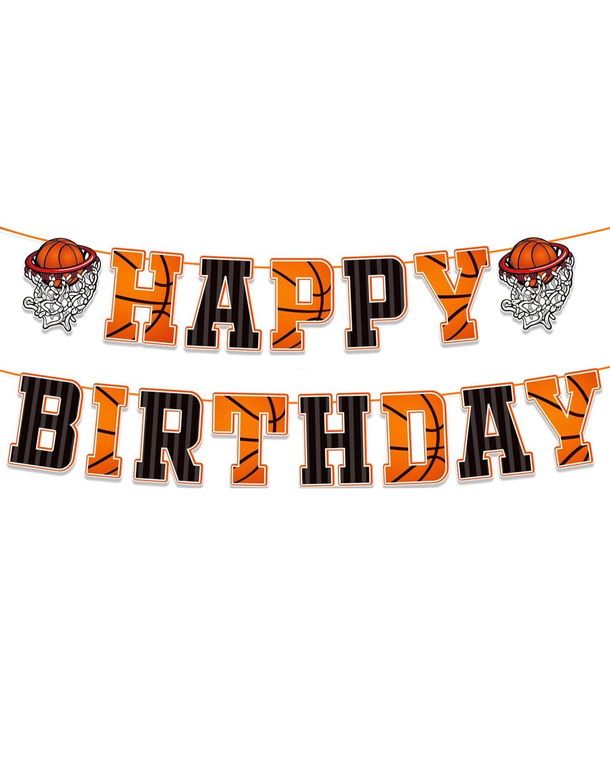 Basketball Birthday Banner - Happy Birthday Sports Decor For Kids, Teens, Boys, Men Party