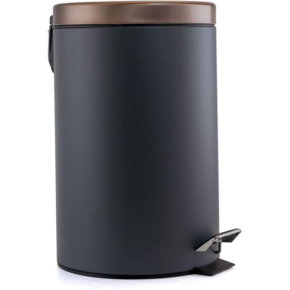 Elama 12 Liter Stylish Grey and Copper Soft Pedal Office, Kitchen and Bathroom Trash Bin