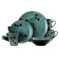 thumbnail image 1 of Elama 16-Piece Stoneware Dinnerware Set, Blue/Red, 1 of 8