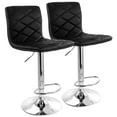 thumbnail image 1 of Elama 2 Piece Adjustable Diamond Tufted Faux Leather Bar Stool in Black with Chrome Base, 1 of 10