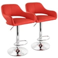 thumbnail image 1 of Elama 2 Piece Adjustable Faux Leather Bar Stool in Red with Chrome Base, 1 of 9