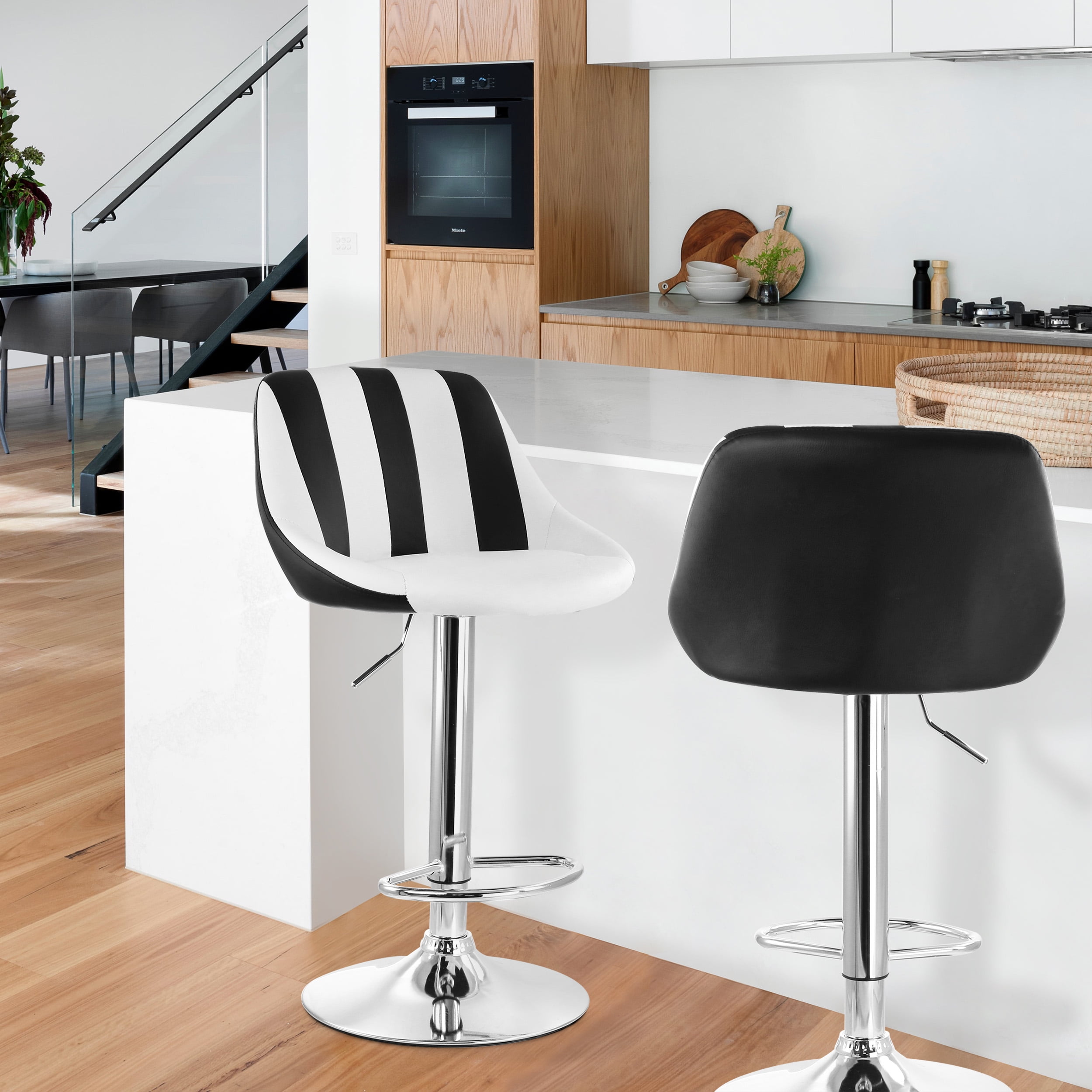 Black and white striped bar stools sales