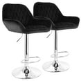 thumbnail image 1 of Elama 2 Piece Adjustable Velvet Bar Stools in Black with Chrome Base, 1 of 8
