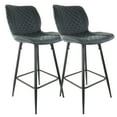 thumbnail image 1 of Elama 2 Piece Diamond Stitched Faux Leather Bar Chair in Black with Metal Legs, 1 of 9