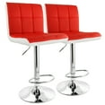 thumbnail image 1 of Elama 2 Piece Faux Leather Tufted Bar Stool in Red and White with Chrome Base, 1 of 9