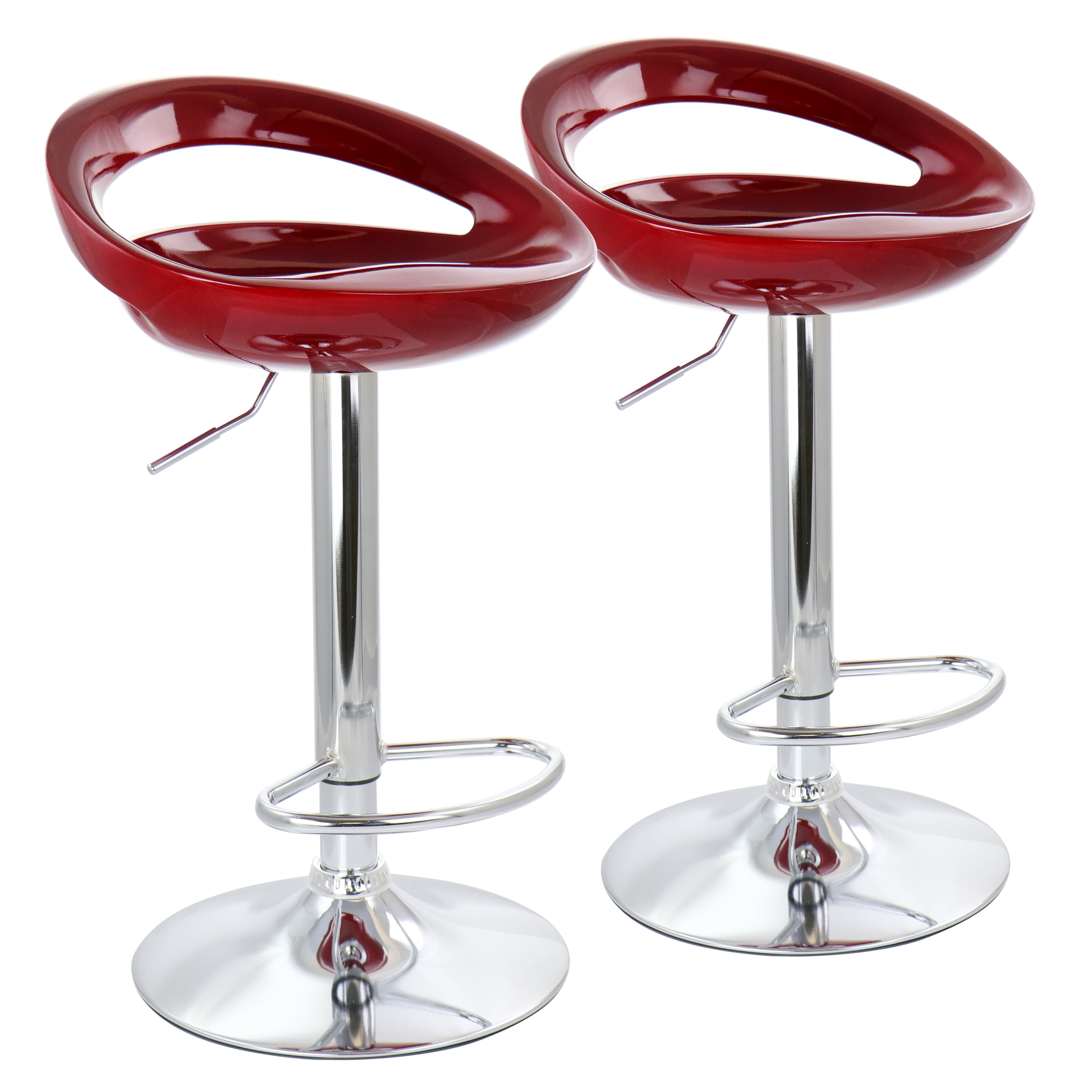 Elama 2 Piece Retro Adjustable Bar Stool in Cherry with Chrome Base Walmart