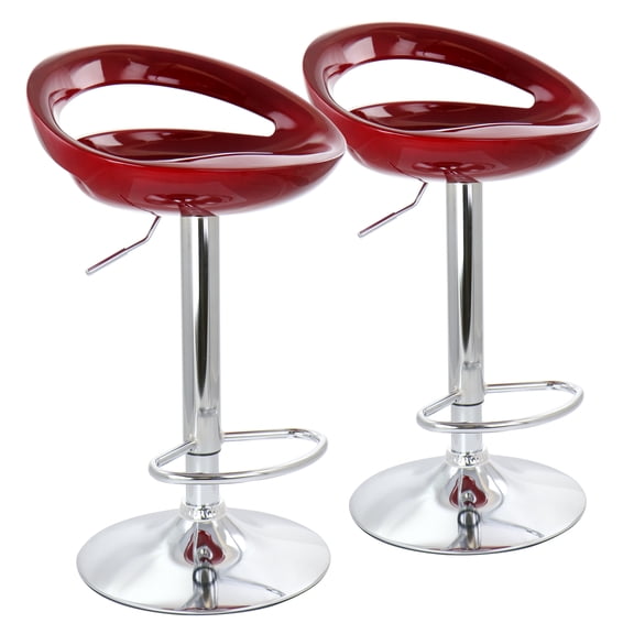 Elama Retro Bar Stool in Cherry with Chrome Adjustable Swivel Base Set of 2