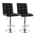 thumbnail image 1 of Elama 2 Piece Square Tufted Faux Leather Adjustable Bar Stool in Black with Chrome Base, 1 of 9